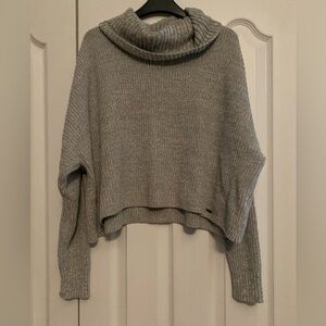 Hollister Light Gray Knit oversized cowl neck Sweater